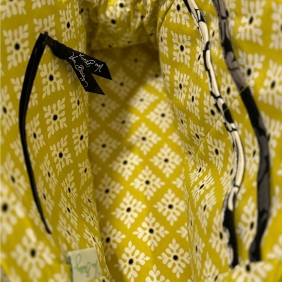Lovely Vera Bradley Eloise Kiss lock RETIRED satchel black/yellow/tan/white - Picture 5 of 13
